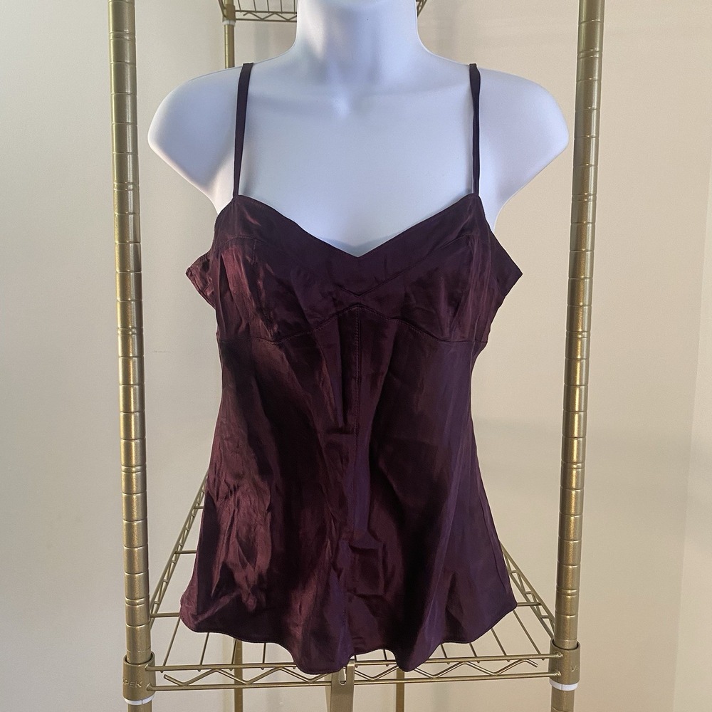 Vtg Express Design Studio Silk Cami Y2K Babydoll Deep Purple XS Dark Romantic